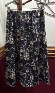 Vintage Promise Petites Skirt Womens Size 14P A-Line Below Knee Navy Floral - Picture 1 of 4