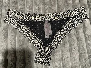 Victoria’s Secret PINK EXTRA NIEDRIGER TANGA SPITZE LEOPARD ANIMAL PRINT SCHWARZ LARGE - Bild 1 von 3