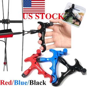 360° Rotate 4 Finger Thumb Trigger Archery Compound Bow Release Aid Auto Hunting - Picture 1 of 21