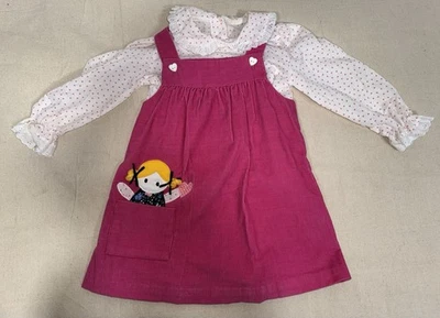 Conjunto de Vestido Jersey Vintage Rosa Pana Corazón Camisa Niñas 4 Monos Bordados Foto 1 de 4