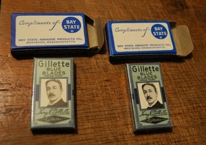 VTG 1940s NOS Gillette Blue Blades Lot Two 2-Blade Packs Sealed In Cello Wrap - Picture 1 of 8