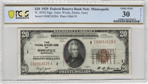 Fr.1870-i 1929 Minneapolis $20 Federal Reserve Bank Note PCGS VF 30 Details - Picture 1 of 2