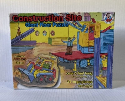 Vintage Frank Schaffer 1996 Giant Construction Floor Puzzle 34 Pieces Kids Game - Image 1 of 4