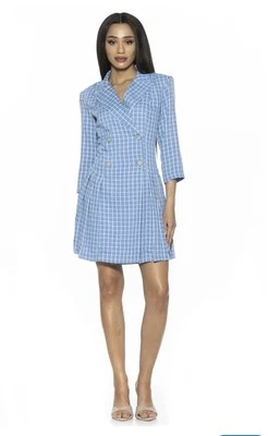 Аlexia Admor Women’s Blue Plaid Mini Dress Size 6 - Imagem 1 de 4