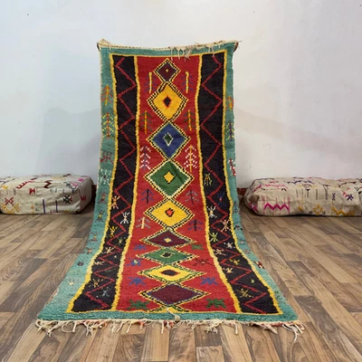 Alfombra de pasillo boho tribal colorida de lana tejida a mano de 3x8,4 pies Foto 1 de 4