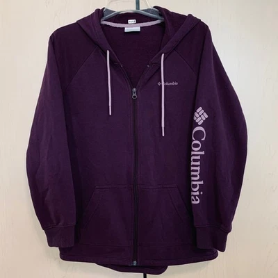 Columbia Para Mujer Cremallera Completa Gráfico Sudadera con Capucha Ropa Activa Sudadera Púrpura Talla S Foto 1 de 4