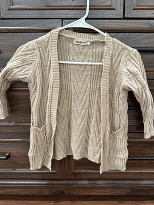 Cardigã feminino SHEIN, manga comprida marrom claro, frente aberta com bolsos, tamanho 5 - Imagem 1 de 4