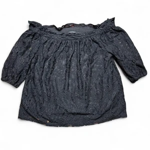 Lane Bryant Black Lace Off the Shoulder Blouse Womens Size XL 14/16 - Picture 1 of 4
