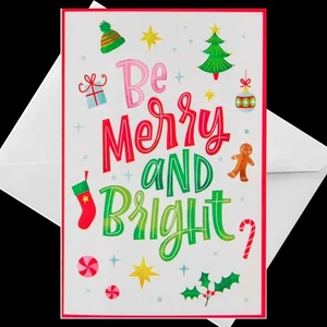 Be Merry and Bright - 4x6 Christmas Card w/ Envelope Holiday Style - Picture 1 of 3