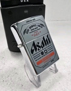 GENUINE Zippo Lighter JAPAN ASAHI BEER SUPER DRY Polished Chrome 2004 NEW IN BOX - Picture 1 of 9