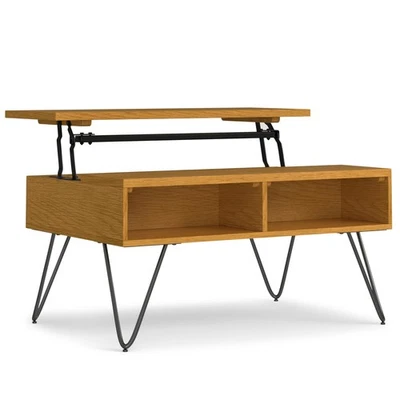 Hunter Small Lift Top Coffee Table - 36 inch Wide Solid Oak Veneer and Metal ... - Image 1 of 4