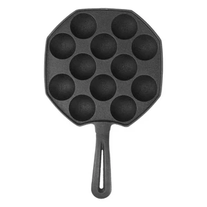 Takoyaki Pan 12 Molds Cast Iron Nonstick Skillet for Octopus, Pancakes, Meatb... - Picture 1 of 9