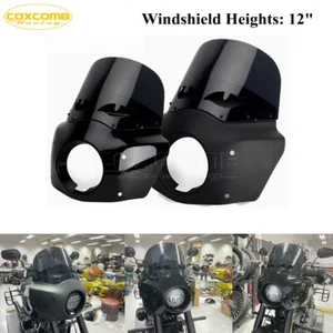 Headlight Fairing 12'' Eye Shape Windscreen w/Extension Block For Harley FXBB /S - Picture 1 of 12