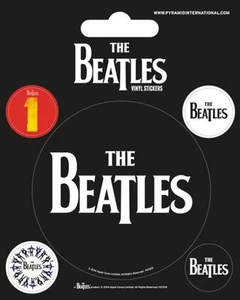 BEATLES black logo + 4 mini 2014 - VINYL STICKERS SET official merch SEALED - Foto 1 di 1