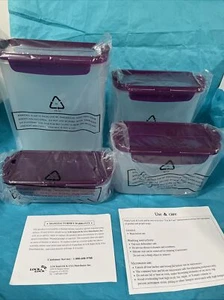 4 Lock N Lock 78 Oz/2.4Q 57oz/1.8Q 37oz/1.2Q 17oz/.53 Quart Plastic Purple - Picture 1 of 12