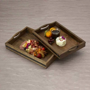 Mikasa, (Set of 2) Vintage Style Mango Wood Nesting Decorative Serving Trays - Picture 1 of 4