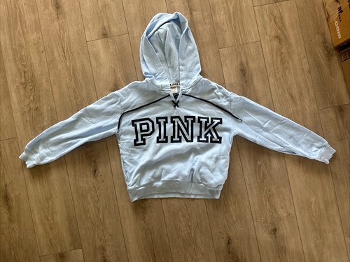 UNDERCOVER FELPA CON CAPPUCCIO ROSA VICTORIA SECRET CROPPED LOGO BLU TIE DYE PULLOVER Taglia S