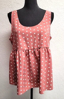 Shein Maternity Top (L) Salmon Polka Dot Tank Style Flared Bottom - Image 1 of 4