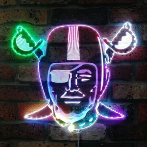 Letrero de neón multicolor Las Vegas Raider/Oakland Raiders - Luz LED personalizada - Imagen 1 de 2