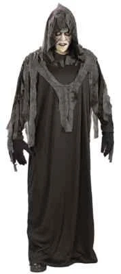 Midnight Ghoul Grim Reaper Gothic Skeleton Fancy Dress Halloween Adult Costume - Image 1 of 2