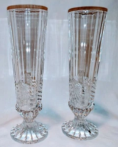 Beautiful 2 Aurea Rock, Fine Crystal Rock Bud Vase 6 5/8" Draped Pattern No Box - Picture 1 of 3