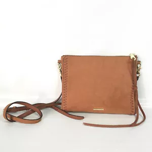 Rebecca Minkoff Crossbody Convertible Clutch Shoulder Bag Brown Nubuck Leather - Picture 1 of 12