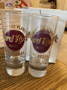 Hard Rock Cafe PAIR (2) Tall Shot Glass Shooters 4" NOS w/ Box: Las Vegas - Picture 1 of 3