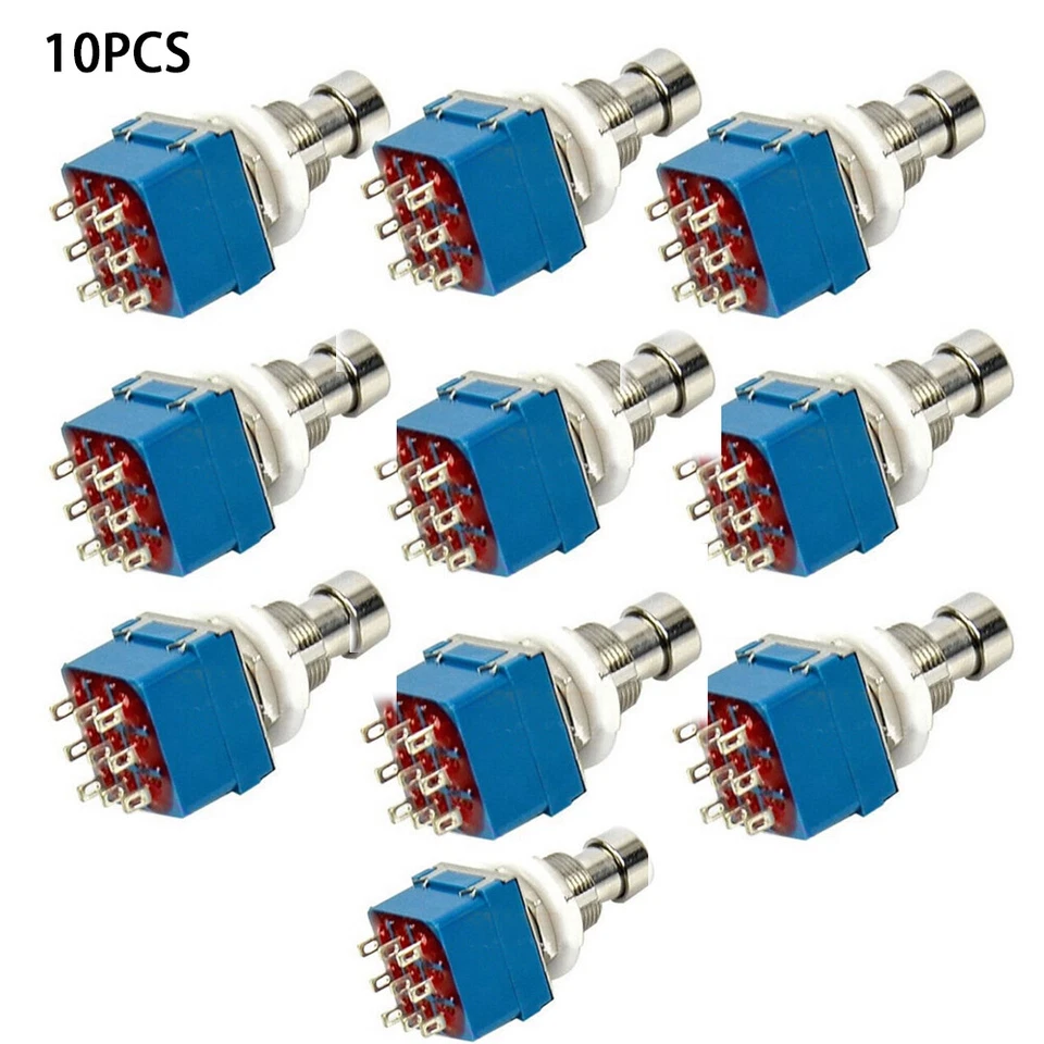 10 Stück 3PDT 9-Pin Gitarreneffekt-Pedal Box Stomp Fuß Metallschalter True Bypass - Bild 1 von 1