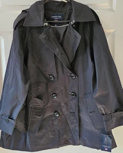 London Fog Women's Double Breasted Hooded Rain Jacket Coat Hood 1X MFP $210 - Picture 1 of 7