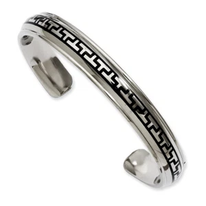 Chisel Titanium Black Rubber Design Cuff Bangle - Picture 1 of 2