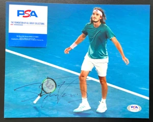STEFANOS TSITSIPAS SIGNED 8X10 PHOTO 2024 WIMBLEDON FRENCH OPEN OLYMPICS PSA/DNA - Picture 1 of 1