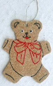 Cork Teddy Bear Christmas Tree Ornament, Handmade from Cork - Picture 1 of 2
