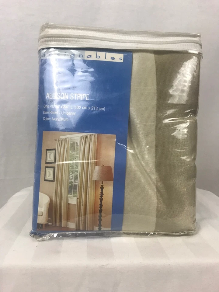 Designables Allison Stripe Ivory/Multi Curtain Panel 40" W x 84" L - Image 1 of 4