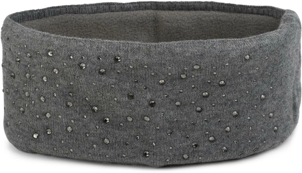Stirnband Feinstrick Strass Nieten, Fleece Innenfutter, Haarband, Headband Damen