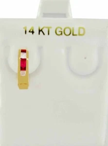 LAB CREATED RUBIES & WHITE SAPPHIRES HUGGIE EARRING 14K GOLD - New With Tag - Picture 1 of 4