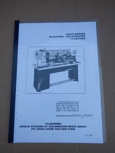 CLAUSING COLCHESTER 8000 SERIES 11" LATHES OPERATING INSTRUCTIONS & MAINTENANCE - Picture 1 of 2