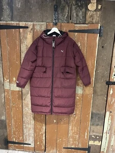 Puma Puffer Jacket Coat Hooded Purple Full Zip Logo Pockets Sportswear Small - Picture 1 of 17