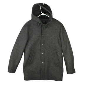 J.Crew Hooded Pea Coat Mens Sz M 100% Wool 3M Thinsulate Gray Hooded $498 Preppy - Picture 1 of 14