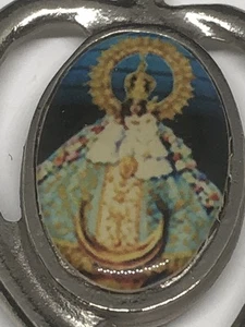 Vintage religiöser Schlüsselanhänger Schlüsselring Kette Unsere Liebe Frau von San Juan - Bild 1 von 9