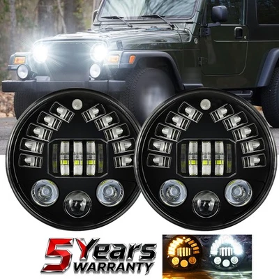 Fit International Scout II 1973-1980 7'' LED Headlight Hi/Lo Halo Turn Signal - Image 1 of 4