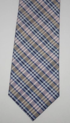 PAUL FREDRICK CORBATA CUELLO 100% SEDA ITALIANA A CUADROS AZUL Y VERDE 58,5" Foto 1 de 4