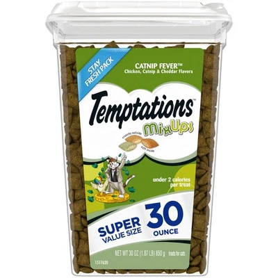 Golosinas crujientes y suaves para gatos Temptations MixUps sabor fiebre hierba gatera, 30 oz. Bañera Foto 1 de 4