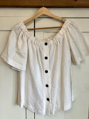 H&M linen off the shoulder white blouse size M - Image 1 of 2
