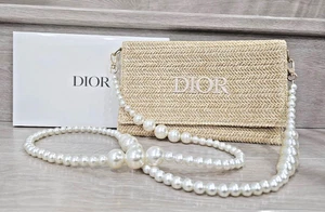 Christian Dior Beauty VIP GWP Converted Straw Raffia Woven Pouch Bag - Bild 1 von 7