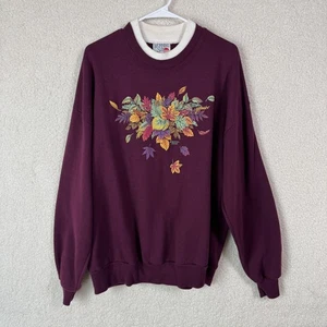 Vintage Morgensonne Sweatshirt Damen 2XL Blumen Blatt Rundhals Pullover 90er - Bild 1 von 8
