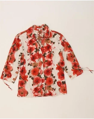 Blusa Camisa NARACAMIE Mujer Manga 3/4 Reino Unido 14 Mediana Roja Floral Algodón AM12 Foto 1 de 3