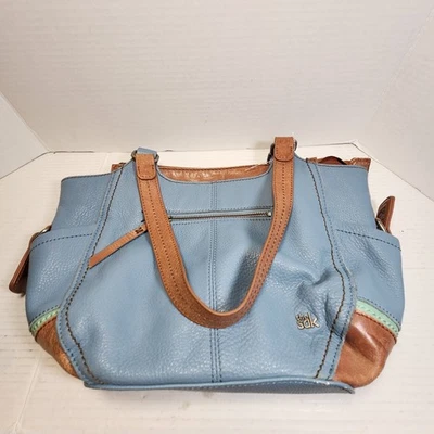 Bolso Cartera The Sak “Kendra” Azul/Marrón Con 2 Asas Usado en Excelente Condición Foto 1 de 4