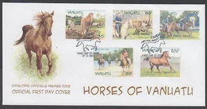 VANUATU 2002 LOCAL HORSES SET (x5) FDC (ID:245/D66357) - Picture 1 of 1
