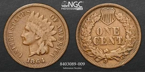 1864 L 1C 86/86 BRONZE INDIAN HEAD CENT (PENNY) FS-2306 NGC F15 BN #8403089-009 - Picture 1 of 8