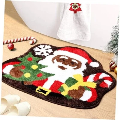  Alfombra de baño de Navidad alfombra de baño negra de Papá Noel afroamericana Navidad acolchada  Foto 1 de 4